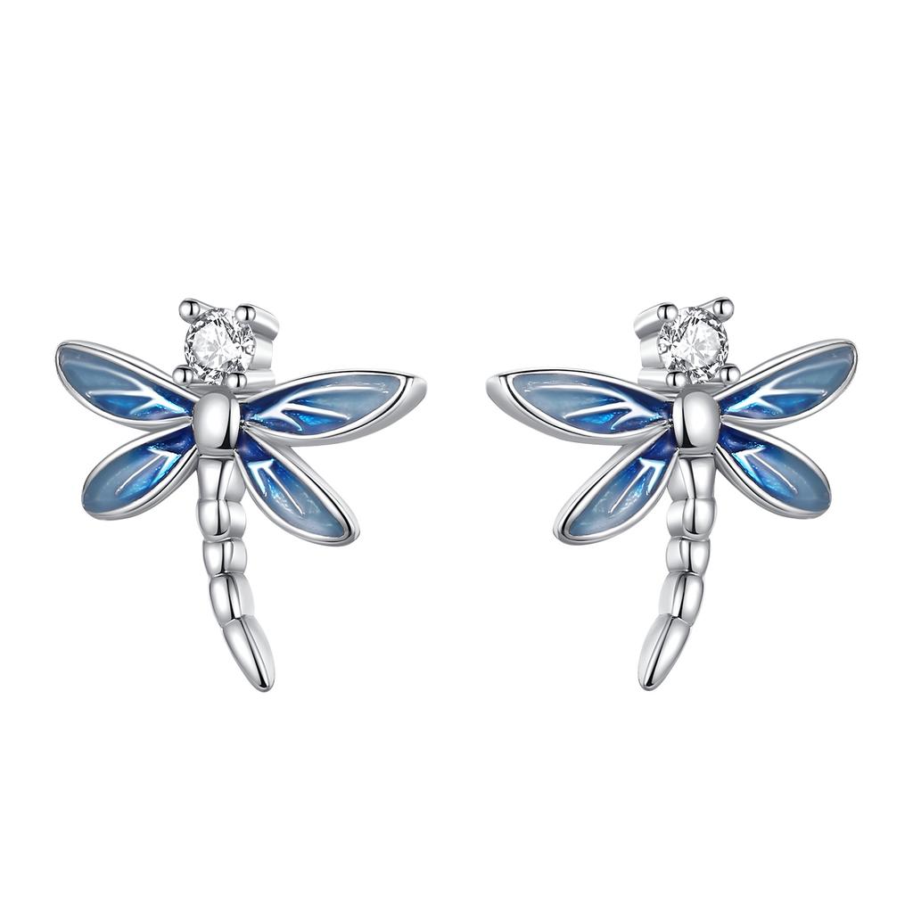 925 Silver Dragonfly Hoop Earrings Exquisite Jewelry For Women Fine Birthday Party Gifts