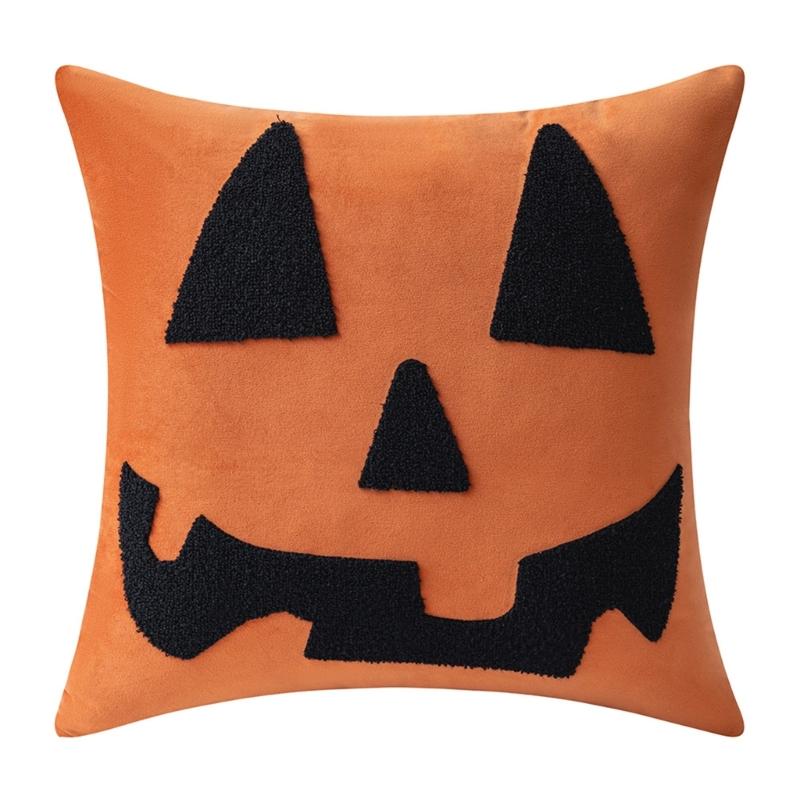 

Sturdy Polyester Halloweens Throw Pillowcase With Closure Seasonal Embroidery Sofa Bedroom