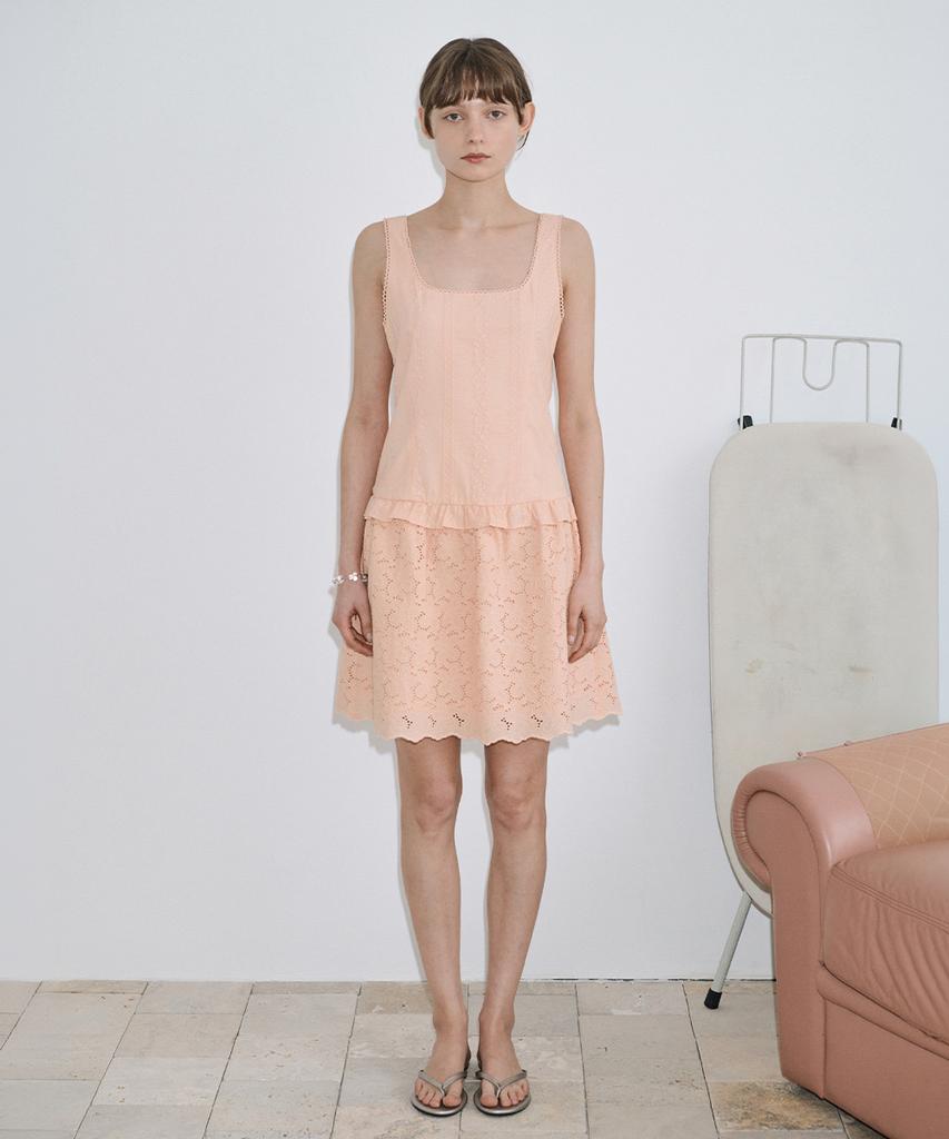 Sinun Punching Lace One-Piece (Apricot)