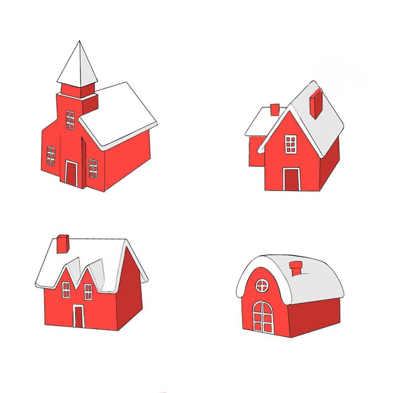 2/4 Stück Weihnachtshaus Schneeszene Dekoration Bonbonrot Kuchenhaus Ornament Kunstharz Handwerk Geschenk