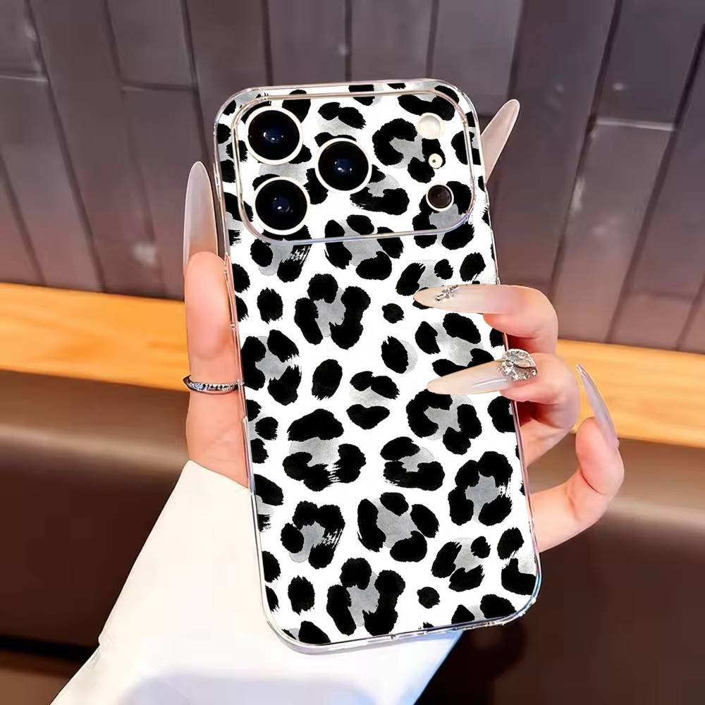 leopard print Phone Case For iPhone17,16,15,14,13,12,11 Plus,Pro Max Soft Transparent Cover iPhone14Pro