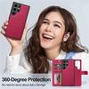 2-in-1 Magnetic Detachable Case for Samsung S25 Ultra, A17 Flip Cover with Card Slot and Lanyard, Leather Case A5655