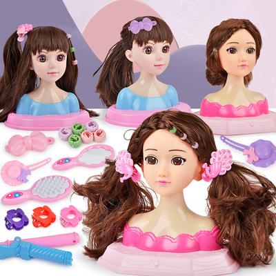 Dívčí hlava model pro úpravu vlasů, hračka na líčení, s hřebenem a doplňky, kreativní kadeřnický tréninkový nástroj pro nácvik líčení a účesů