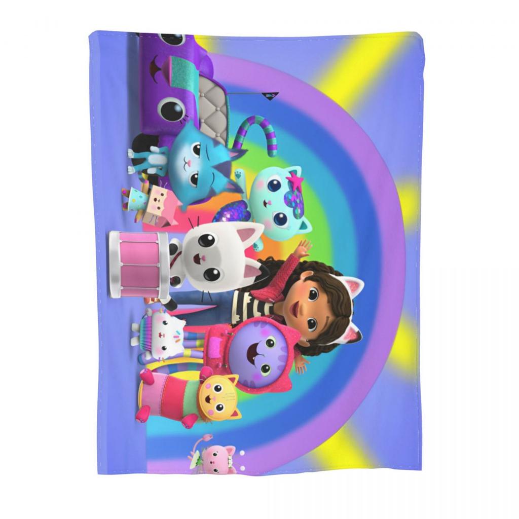 Gabbys Dollhouse Cartoon Blanket Velvet Summer Portable Super Warm Throw Blanket for Bedding Travel Bedspreads
