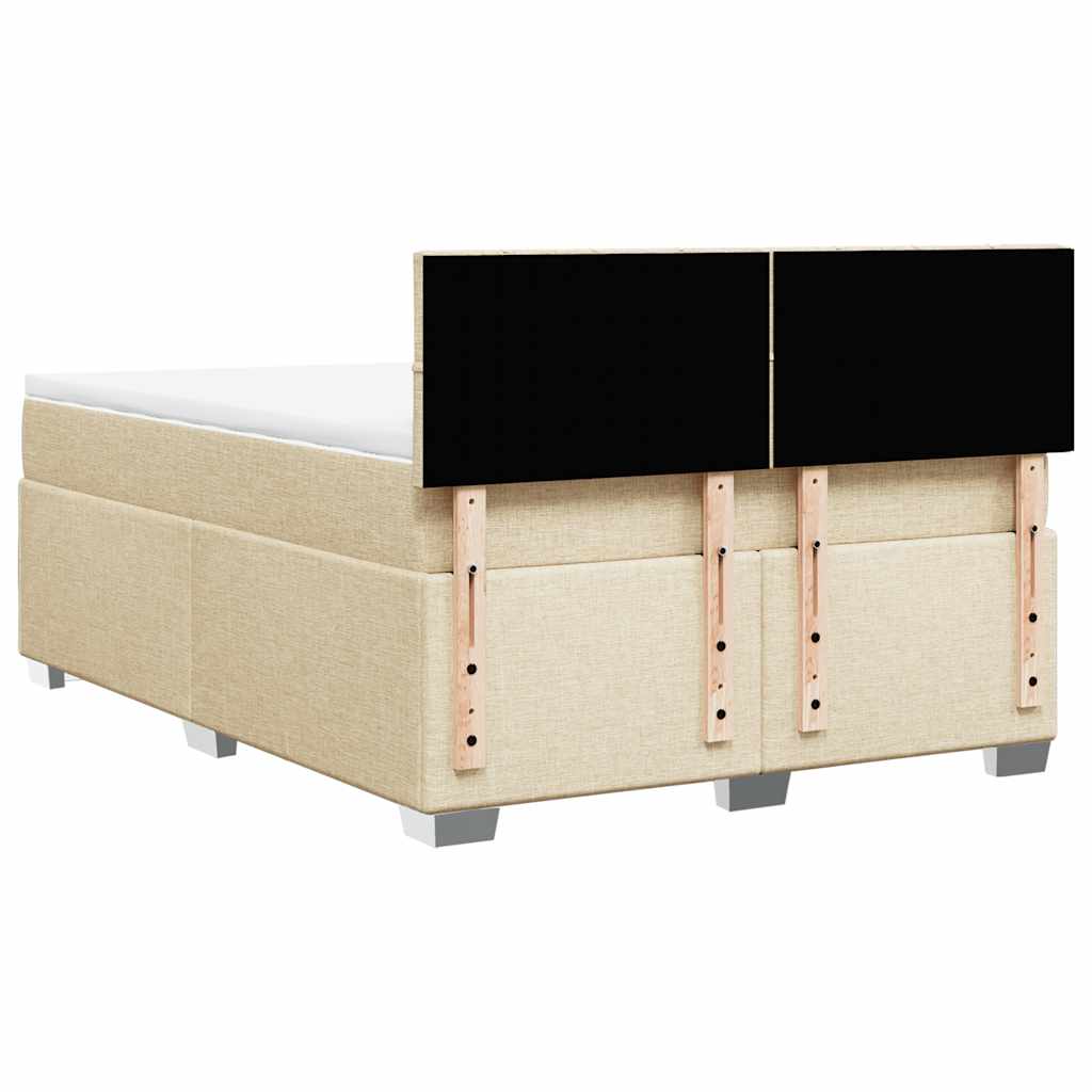 Box Spring Bed with Mattress Cream 140x190 cm Fabric