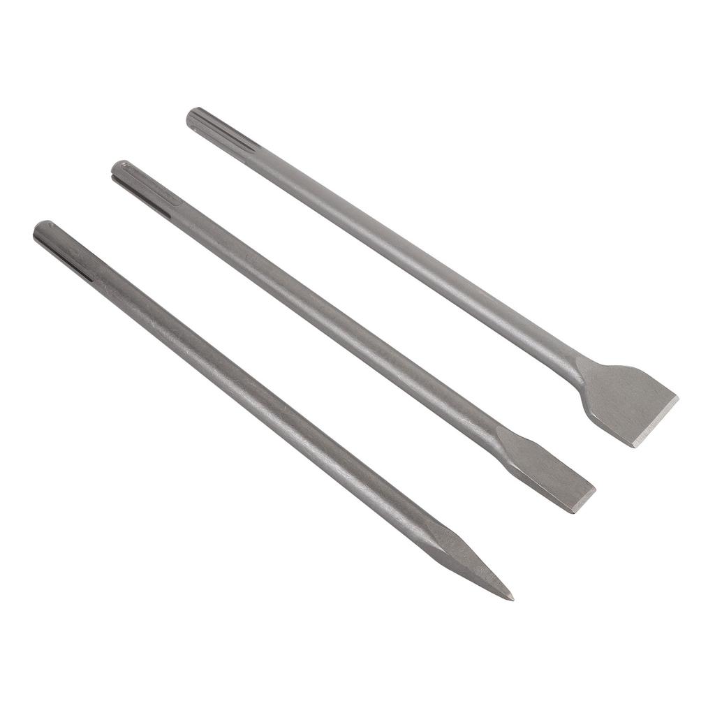 3 Piece Chisel Set Point Flat Scaling Chisel Rotating Hammer Drill Attachments for Concrete Stone