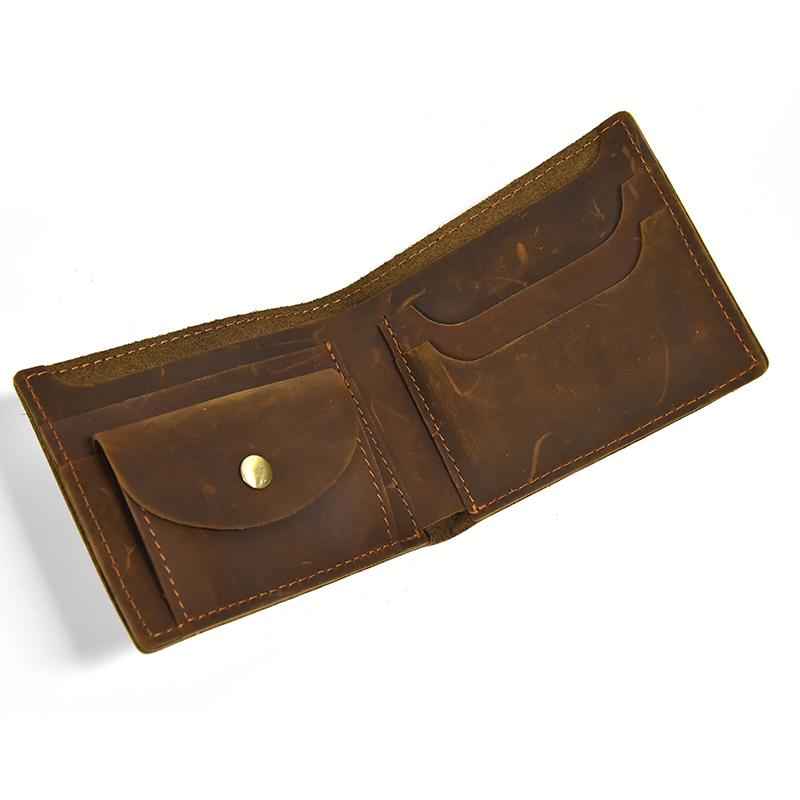 Retro Leather Wallet Genuine Leather Short Coin Purse Card Holder Men's Short Purse Cow Leather Bifold Wallets For Man Male
