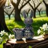 Easter Bunny Figurine Resin Cartoon Rabbit Statue Animal Sculpture Home Office Indoor Outdoor Garden Decoration Ornament