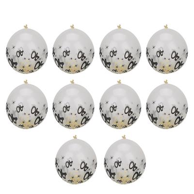 10Pcs Latex Transparent Balloon with Nnumber 40 Pattern for Birthday Party Wedding Anniversary Decorate