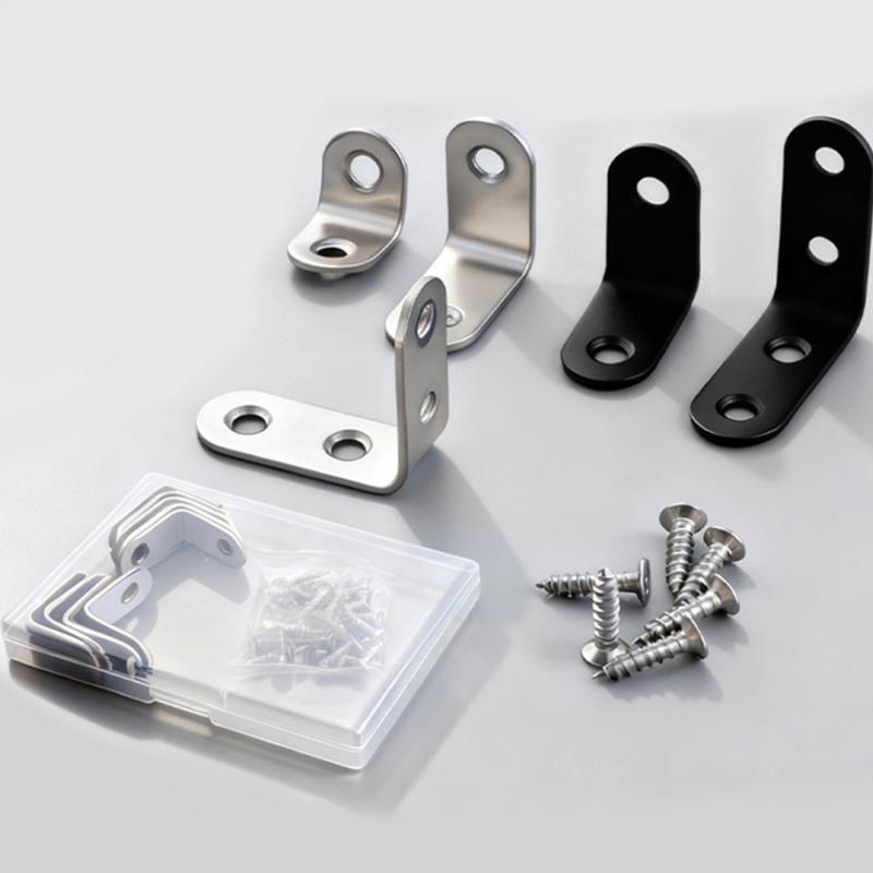 10Pcs L Shaped Corner Brace Stainless Steel 90 Degree Right Angles Metal Brackets for Cabinets Shelves Easy To Install