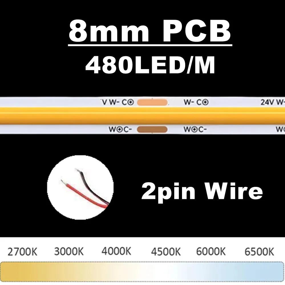 Dimmbare 3-Farben CCT COB LED-Streifenleuchte 24V 8mm 10mm Breite 2700K bis 6500K Farbwechselndes LED-Band Linear Doppelfarbe RA90