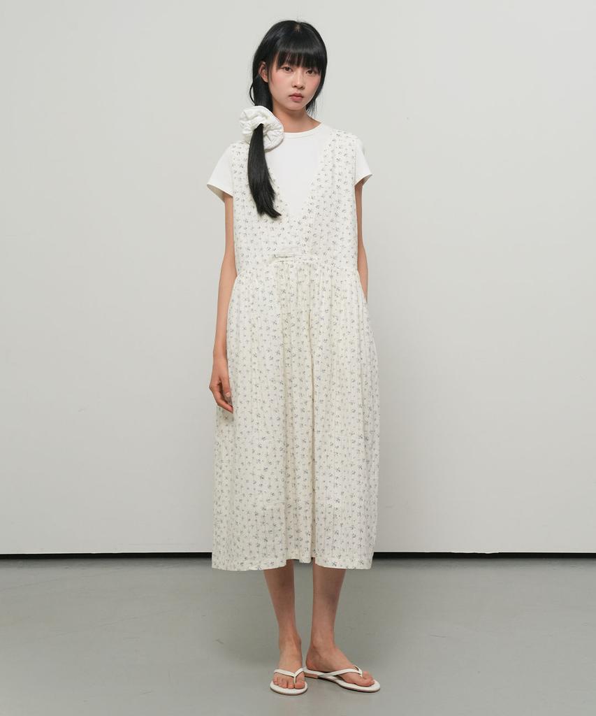 General Idea Loose Fit Sleeveless Floral Dress [Cream] / Gf2Lop517