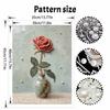 DIY rahmenloses Perlenmalerei-Set Rote Rose in Vase Design 3D glänzende Perlenkunst Leinwand Entspannendes Basteln für moderne Heimwanddekoration Kunstgeschenk