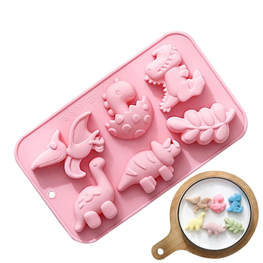 Moule Silicone Dinosaure 6 Cavités Fondant Gâteau Chocolat Savon Bonbon Biscuit Gelée Décoration Gâteau Accessoires