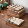 Large Capacity Black Walnut Jewelry Storage Box for Earrings & Necklaces