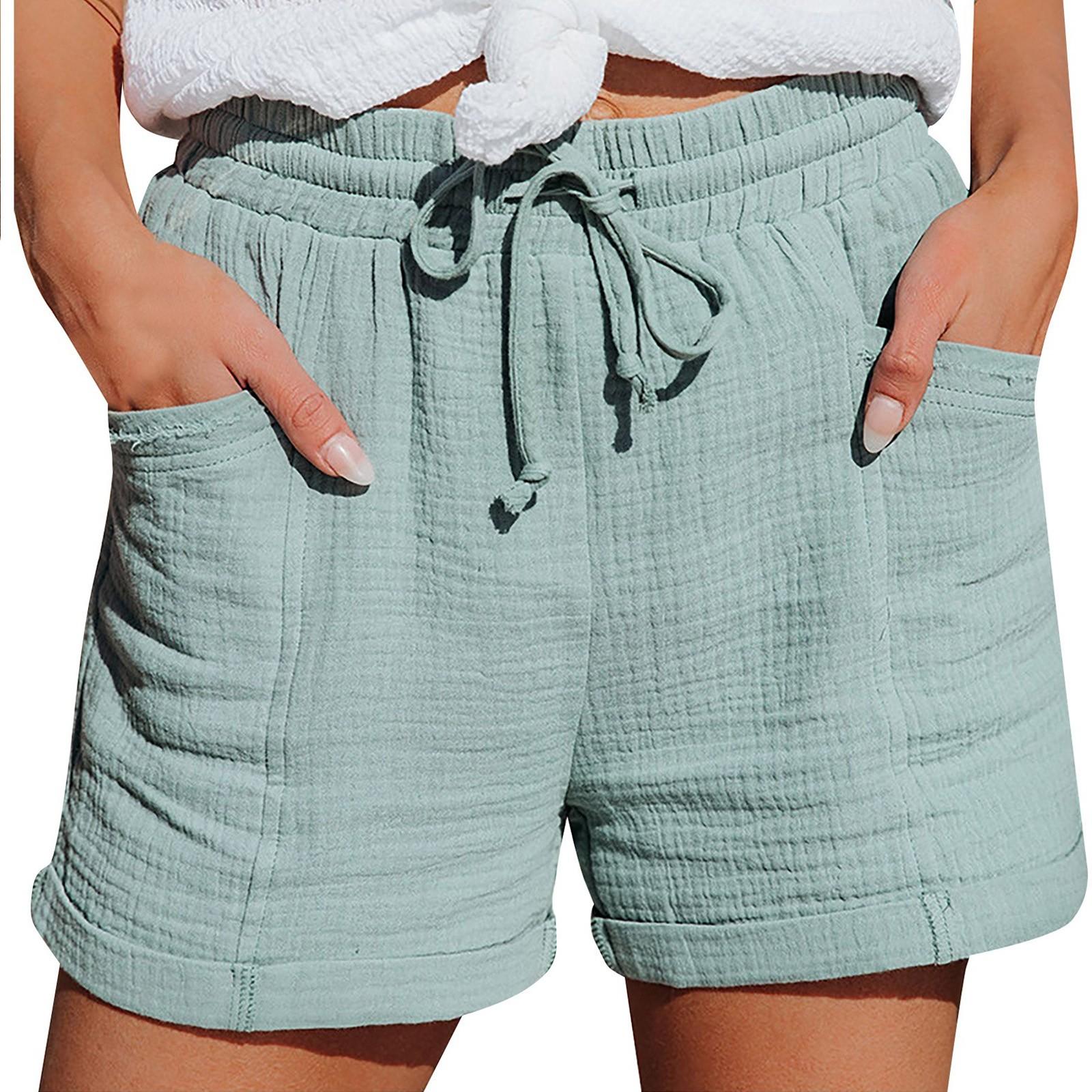 

Женские повседневные модные однотонные широкие плиссированные шорты с высокой талией и свободными манжетами XXL