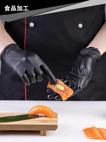 NEOTRIL Nitrilhandschuhe, Schwarz, Gummi, Lebensmittelsicherheitsgesetzkonform, Puderfrei, Hochelastisch, für Kochen, Reinigung, Lebensmittelverarbeitung, Gartenarbeit,