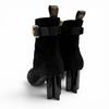 Great LOUIS VUITTON Short Boots Black Suede Leather Women 36.5 Used