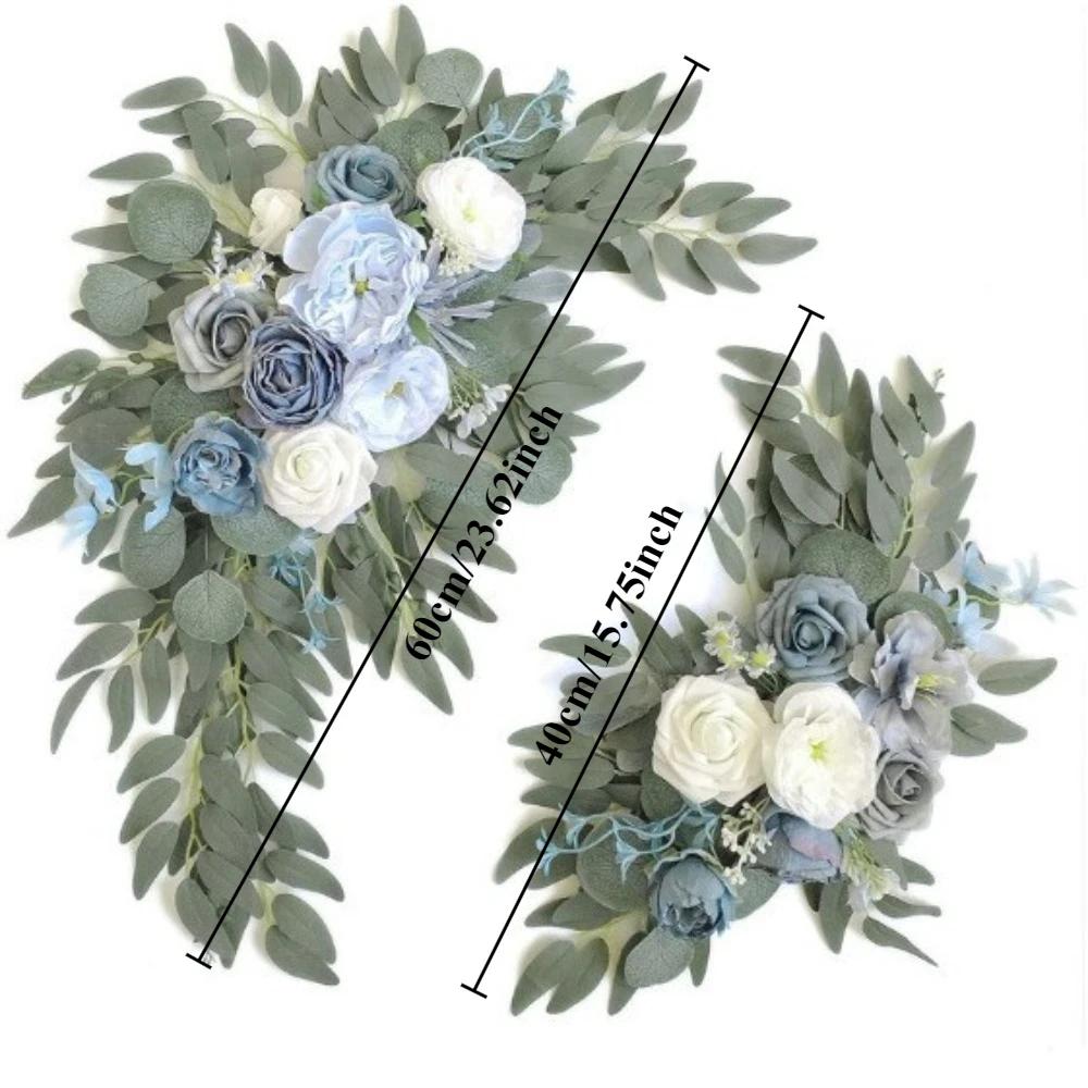 2pcs Artificial Crescent Flower Swag Wedding Arch Decor Fake Floral Finished for T Stage Road Lead Party Ceremony Event Supplies
