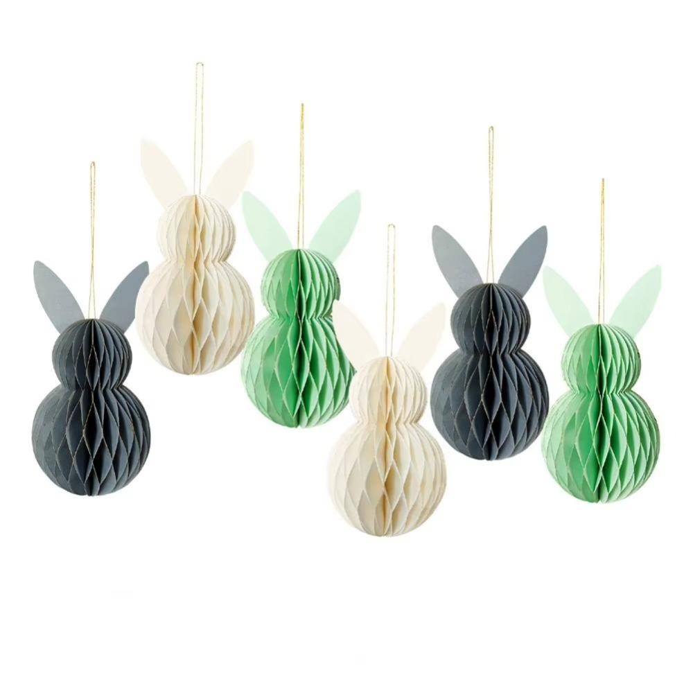Paper Rabbit Honeycomb Pendant Cute Colored Eggs Hanging Ornament  For Birthday Easter Spring Party