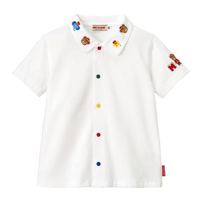 Miki House Krátký rukáv Jednobarevný medvěd Vyrobeno pro chlapce a Bílá halenka, Barva, Design, Japonsko, 100% Bavlna, Dívky, Miminko, Děti, Dětské oblečení,