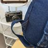 Denim Backpack Student Schoolbag Solid Color Backpack