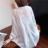 European Ice Silk Chiffon Blouse: Women's 2025 Summer Loose, Semi-Transparent Cover-Up Shirt