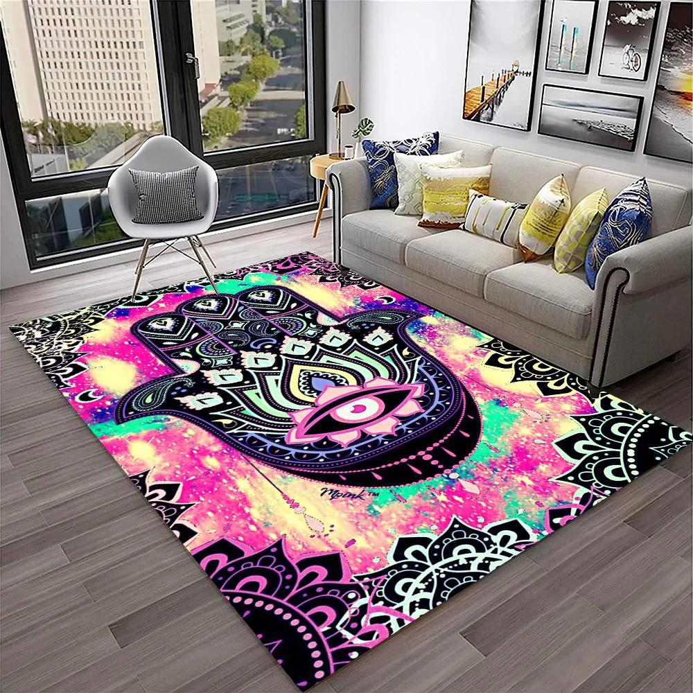 3D Evil Eye Nazar Tree of Life Carpet Rug for Home Living Room Bedroom Sofa Playroom Doormat Decor,Area Rug Non-slip Floor Mat