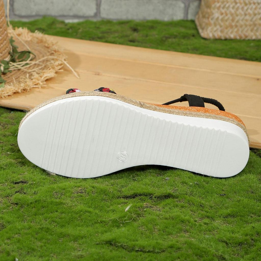 Sandálias Femininas com Salto Anabela Moda Primavera e Verão Sandália com Sola Grossa e Tira Ajustável Calçado Feminino para Praia e Uso Externo