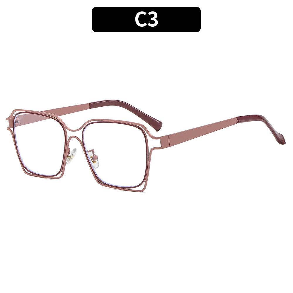 Women's eyeglasses - unisex fashion square hollow metal glasses