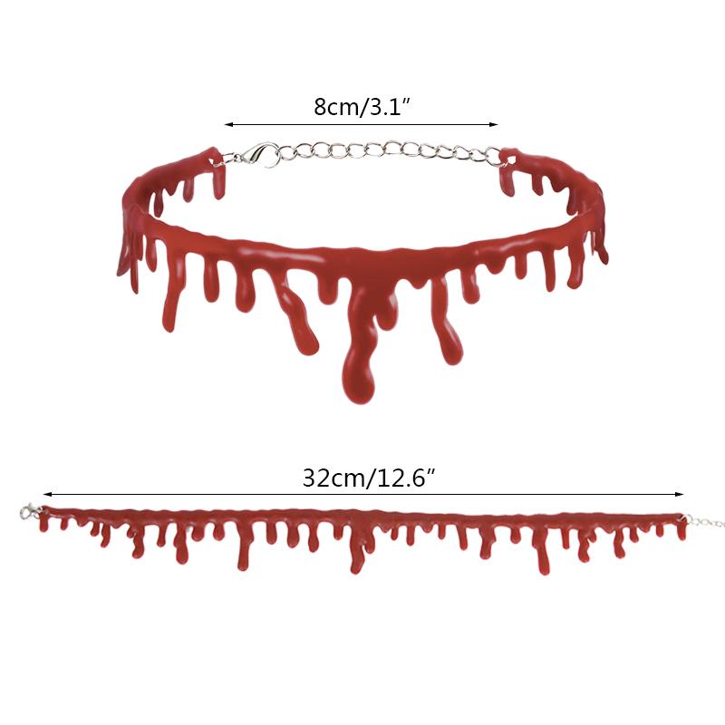 Halloween Decoration Bloody Necklace Horror Dripping Blood Collar Necklace Fake Blood Vampire Clown Costume Necklace Accessories