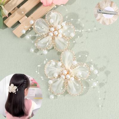 2Pcs Chiffon Floral Hairpins Sweet Flower Coral Fairies Hair Clip Princess Barrettes For Girl Kids Women Accessories Headwear