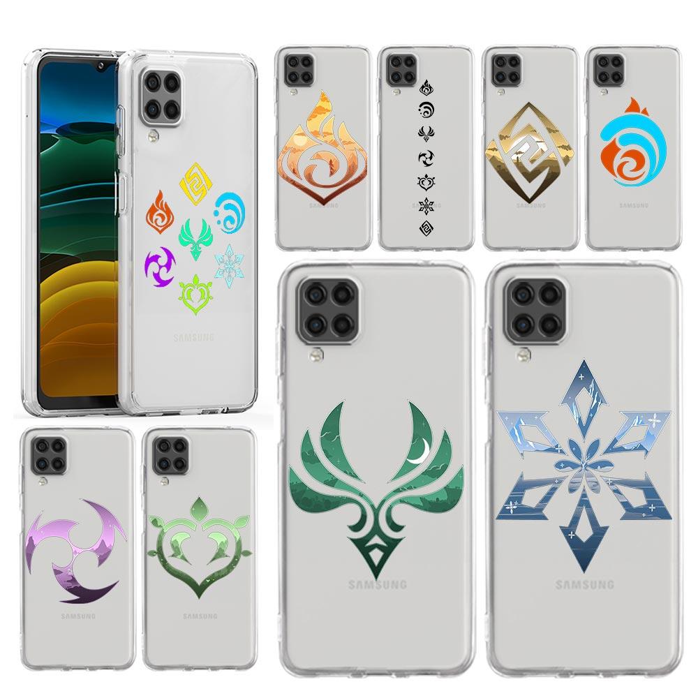 Roztomilý kryt na telefon s logem Genshin Impact pro Samsung A51 A71 A21S A12 A11 A31 A41 A01 A03S A13 A33 A73 A53 A52 A32 5G Průhledný kryt