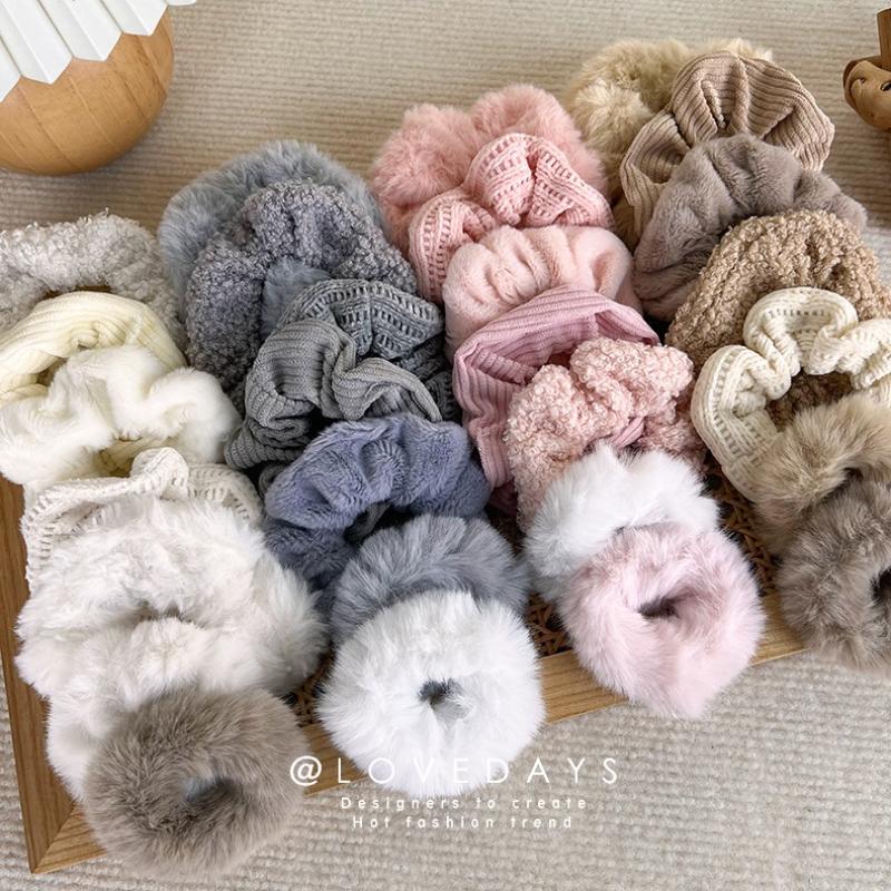 7-teiliges Haarband-Set, Herbst/Winter, flauschiges Haarband, Stirnband für Damen und Mädchen, modisches, süßes Haarband, Haargummi, Geschenkidee