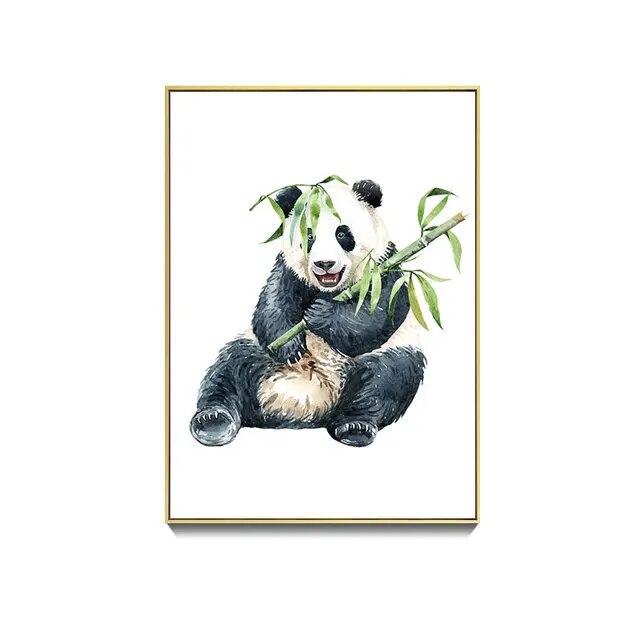 Pictură pe pânză cu animale din desene animate, pictură murală modernă, drăguț câine panda, postere și imprimeuri, imagine de perete pentru decorarea camerei de zi