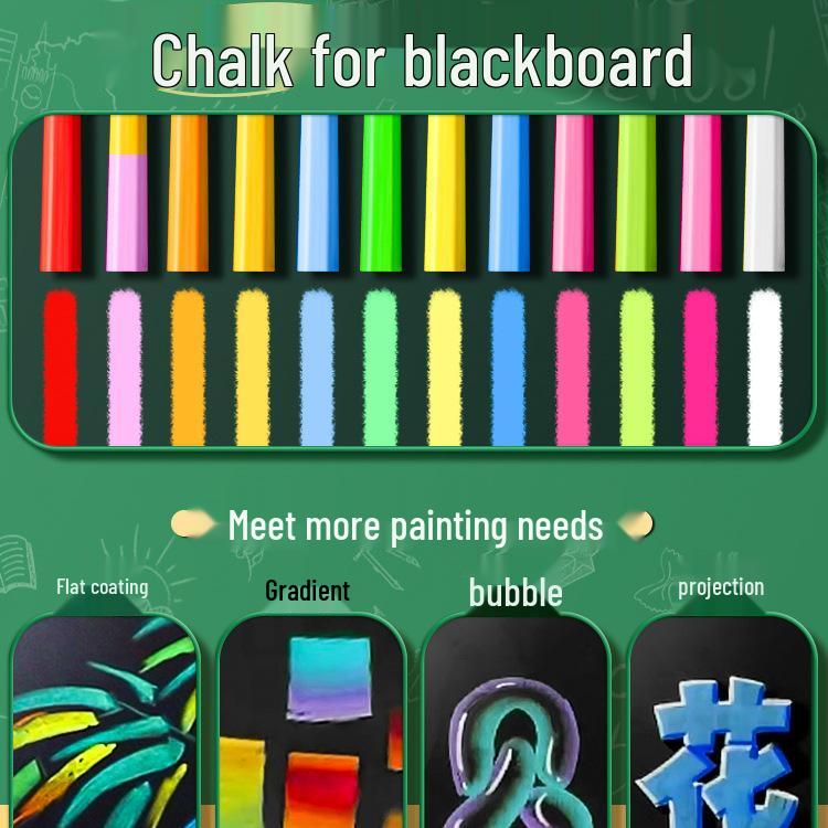 Dust-Free Bright Color Chalk for Kids - Keeps Hands Clean, Ideal for Teachers and Home Use.