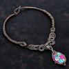 Cotton Candy Turquoise Necklace Copper Wire Wrapped Gemstone Jewelry Rainbow Moonstone Necklace Handmade Copper Wire Necklace Wedding Gifts