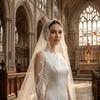 2M Long Bridal Headscarf Lace Edge Muslin Head Covering Elegant Wedding Veil  Cathedral Wedding