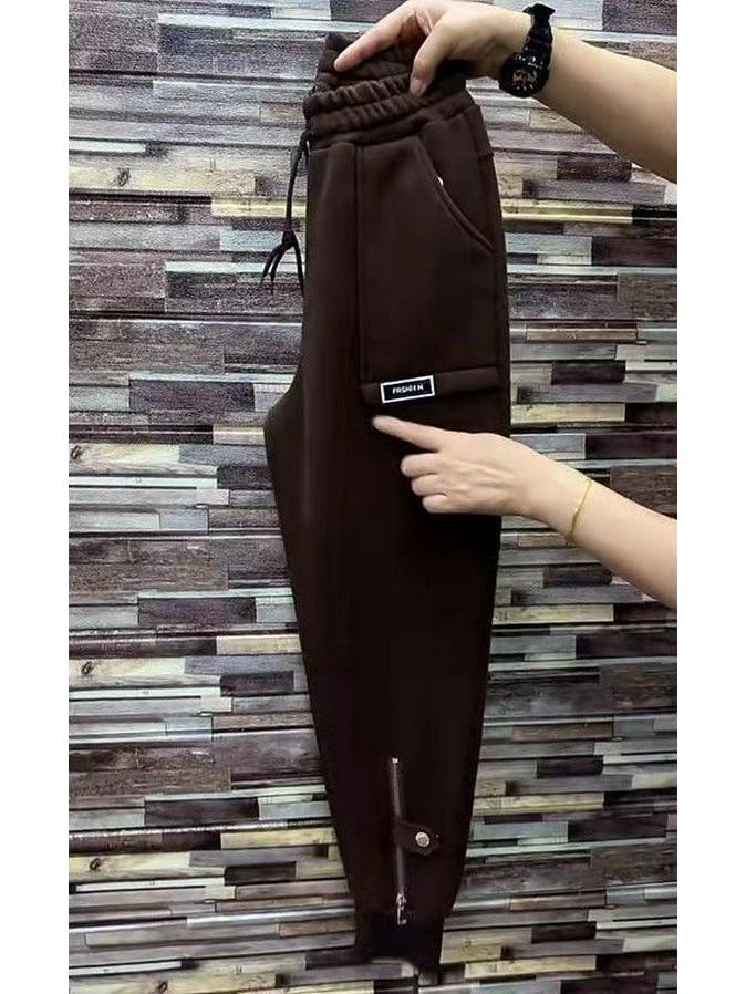 Women's Fleece-lined Harem Sweatpants: Thick, Slimming, Sporty, Versatile, Casual, Trendy Joggers for Autumn/Winter 2025.