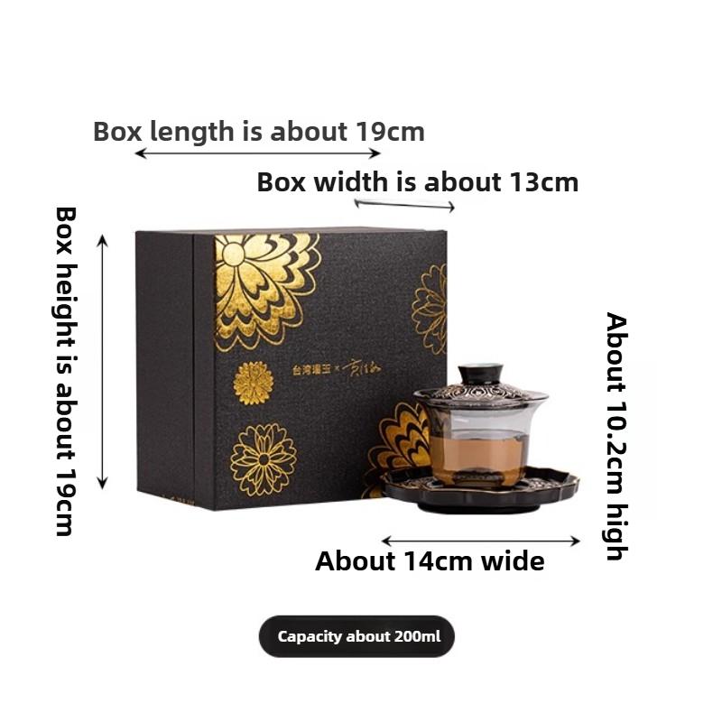 Bright Starry Sky Cover Bowl High-end Glass Teacup with Lid Single Sancai Tea Bowl Large Kung Fu Household Tea Set