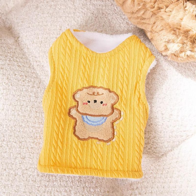 Double vest dog clothes autumn and winter padded thickened thermal vest two-legged bear knitted cat pet clothing