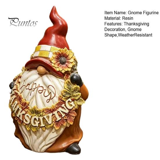 Waterproof Gnome Ornament Happy Thanksgiving Figurine, Sunflower Maple Leaf Statue, Cartoon Statue Dwarf Sculpture for Harvest Autumn Table