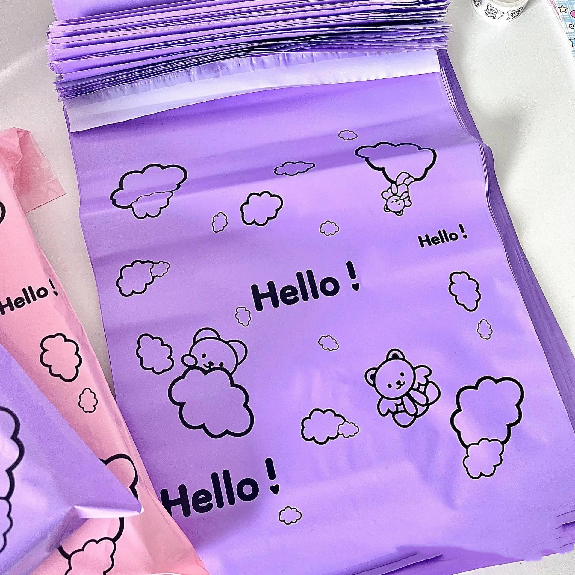 

10 шт., водонепроницаемая самоклеящаяся сумка для почтовых отправлений, пластиковая транспортная сумка, курьерская сумка, конверт, упаковка, сумка для доставки 17x30CM фиолетовый