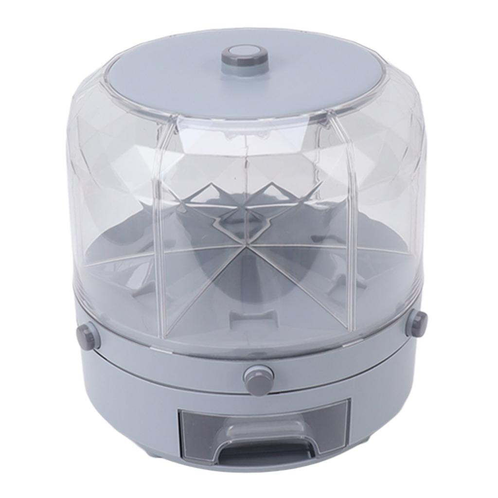 Rotating Rice Dispenser 13.2lb Capacity 6 Grid Airtight One Click Output Dry Food Storage Container