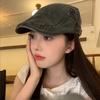 Men's Vintage Washed Denim Newsboy Cap Adjustable Flat Ivy Cabbie Beret Hat for Driving Golf Daily Wear