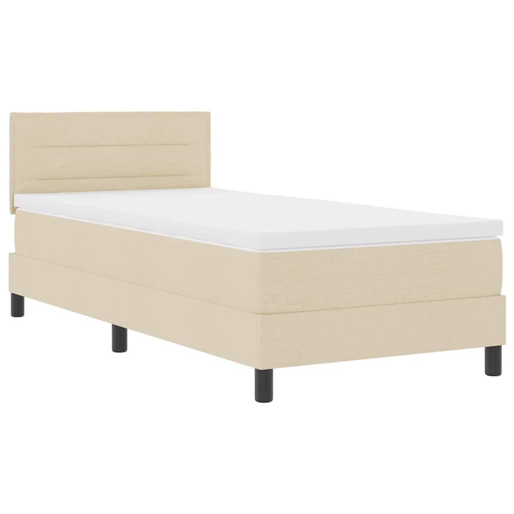 Box Spring Bed with Headboard Cream 80 x 200 cm Fabric