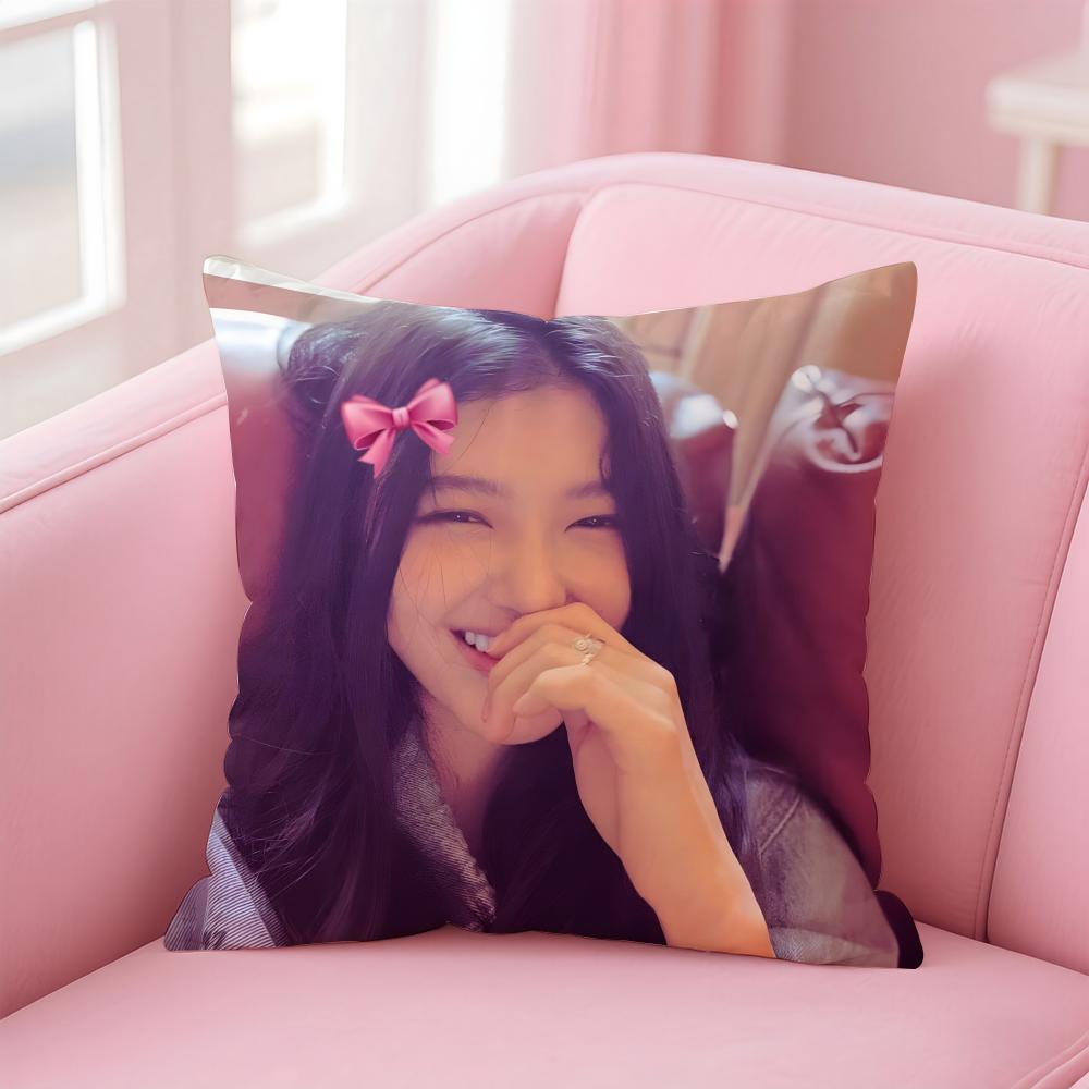 Hot Kpop Charming Korean Actor KKim Yoojung Cushion Cover Pillowcase Short Plush Invisible zipper Room Sofa Cushion Cover