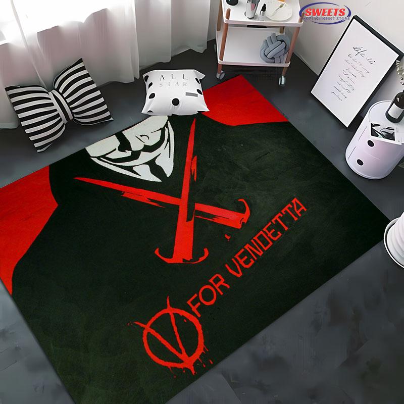 V for Vendetta Carpet! Bedroom Floor Mat, Living Room Bed Mat, Non-slip Exquisite Home Decoration, Durable Machine Washable Rug