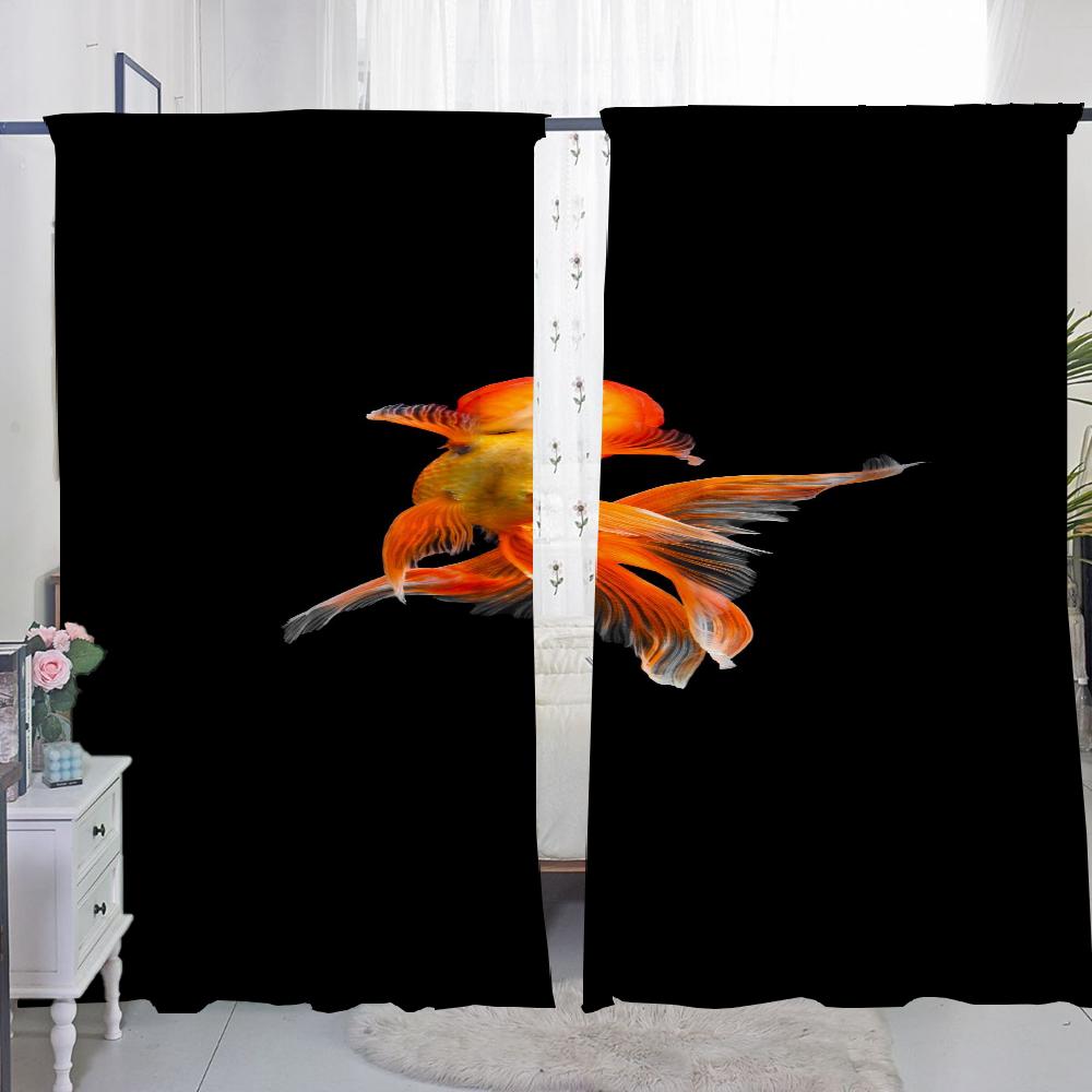 Heimdekoration Küchenvorhänge für Wohnzimmer 2 Stück Verdunkelungsvorhänge Türvorhang Goldfisch Raumteiler Schlafzimmerdekoration
