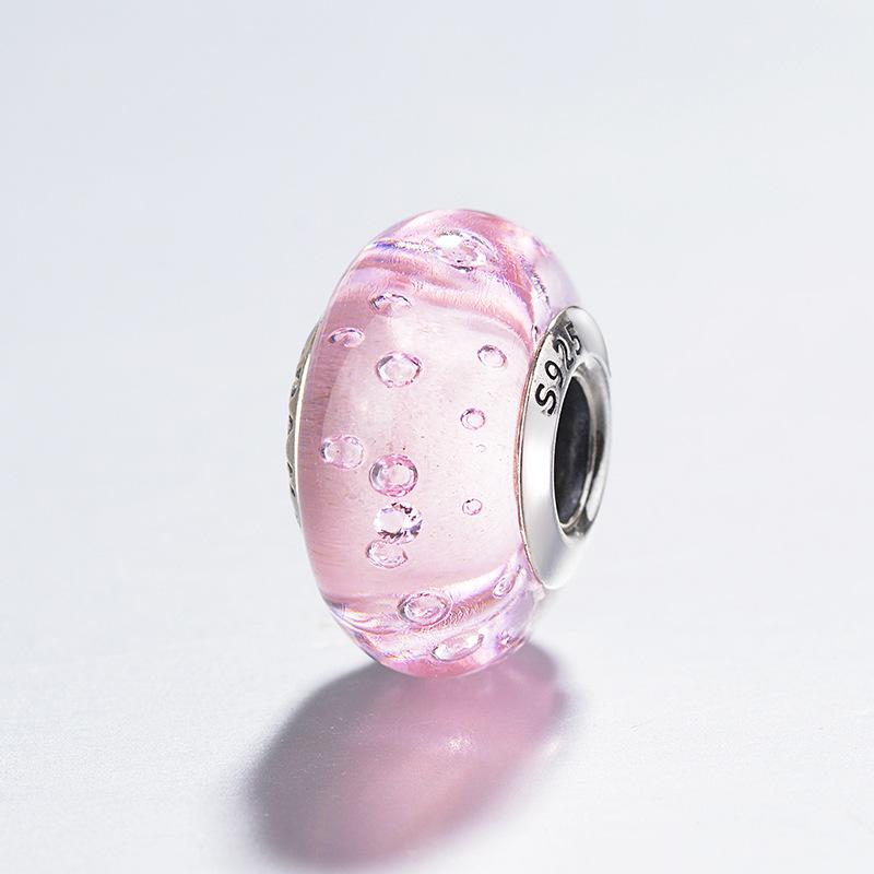 Classic Silve Colored Luminous Cosmic Rainbow Murano Glass Charms Beads Fit Diy Bracelet Women Jewelry Gift